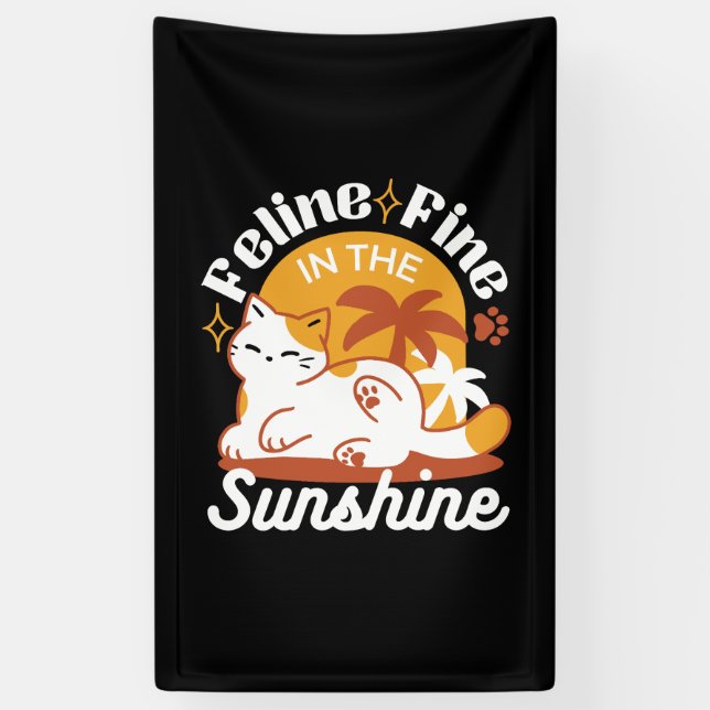 Adorable Cat Relaxen in der Sonne - Sommergäste Banner (Vertikal)