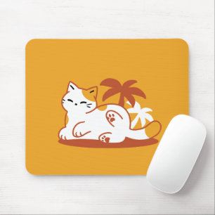 Adorable Cat Relaxen in der Sonne - Sommergäste Mousepad