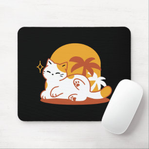 Adorable Cat Relaxen in der Sonne - Sommergäste Mousepad