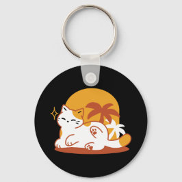 Adorable Cat Relaxen in der Sonne - Sommergäste Schlüsselanhänger