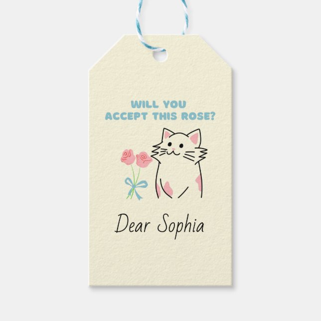 Adorable Cat&Rose Geschenktasten Geschenkanhänger (Vorderseite)