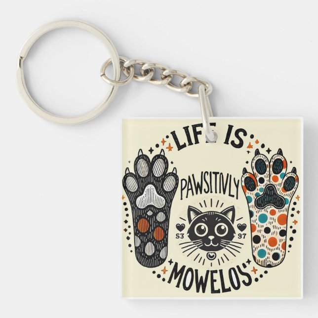 Adorable Cat-Themed Illustration Schlüsselanhänger (Vorderseite)