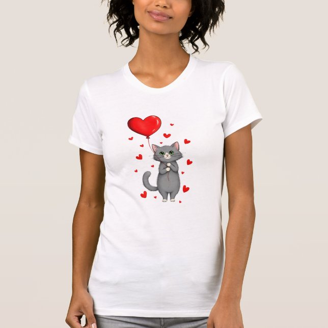 Adorable Cat Valentine's Gift Women's T-Shirt (Vorderseite)