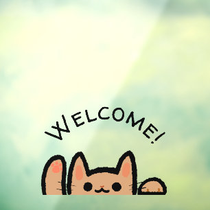 Adorable Cat Waving Willkommen Fensteraufkleber