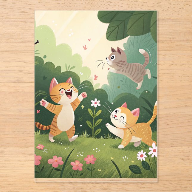 Adorable Cats at Play - Pure Garden Joy Acryleinladungen (Vorderseite)