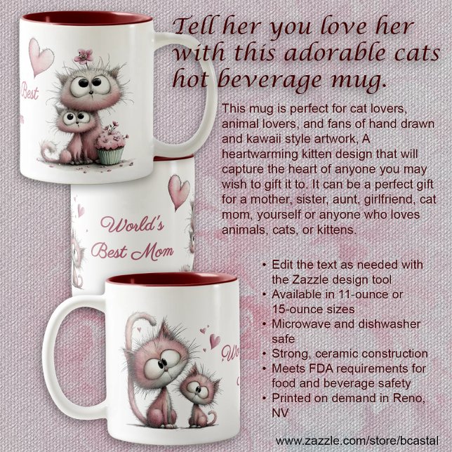 Adorable Cats Illustrations Mug Zweifarbige Tasse (Von Creator hochgeladen)