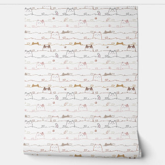 Adorable Cats Peeking Over Hearts Tapete