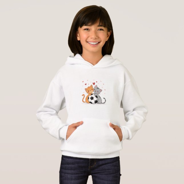 Adorable Cats with Soccer Ball on Valentines Day Hoodie (Vorne ganz)