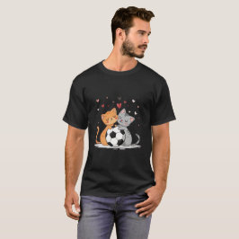Adorable Cats with Soccer Ball on Valentines Day T-Shirt