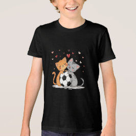 Adorable Cats with Soccer Ball on Valentines Day Tri-Blend Shirt