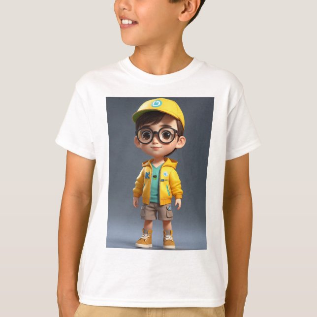 "Adorable Charm: Boy Sticker T-Shirt" T-Shirt (Vorderseite)