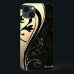 Adorable Chic Gold, Black Paisley - Personalisiert Case-Mate iPhone Hülle<br><div class="desc">Elegantes Gold und schwarzer Paisley mit Ihrem Namen</div>