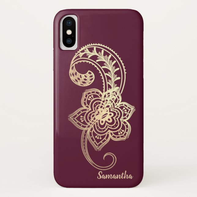 Adorable Chic Gold Paisley - Personalisiert Case-Mate iPhone Hülle (Rückseite)