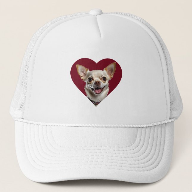 Adorable Chihuahua in Heart Shape Design Truckerkappe (Vorderseite)