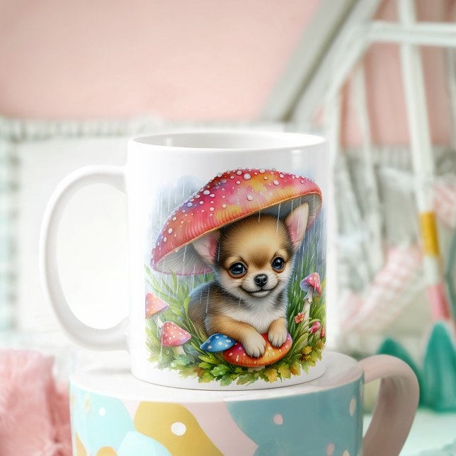 Adorable Chihuahua Welpe unter einem Pilzschirm Kaffeetasse (Von Creator hochgeladen)