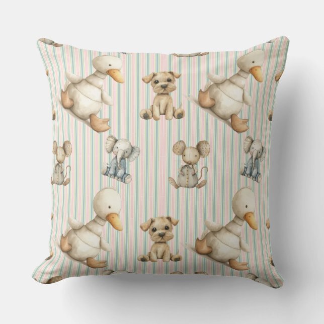 Adorable Children's Design mit Niedlichen Tieren Kissen (Vorderseite)