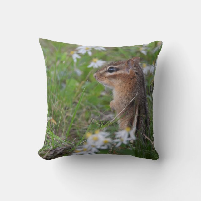 Adorable Chipmunk in Blume Kissen (Vorderseite)