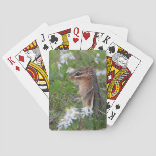 Adorable Chipmunk in Blume Spielkarten