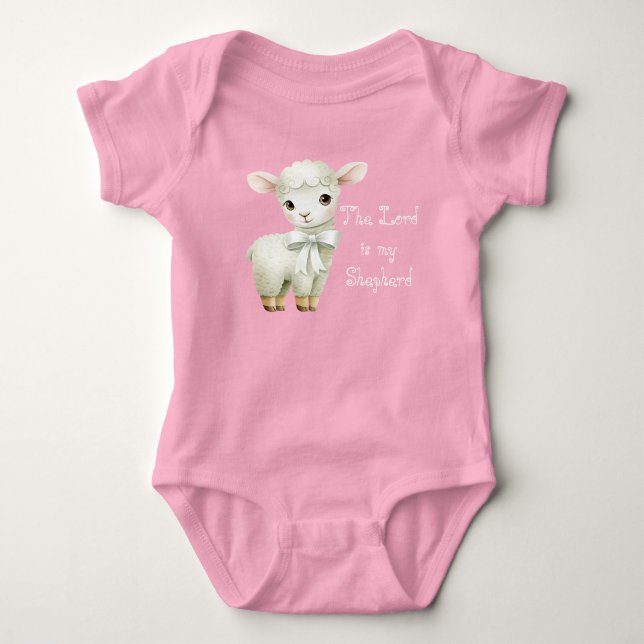 Adorable Christian Lamb Foral Balloon Scripture Baby Strampler (Vorderseite)