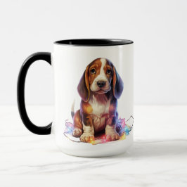 ADORABLE CHRISTMAS BASSET HOUND PUPPY TASSE