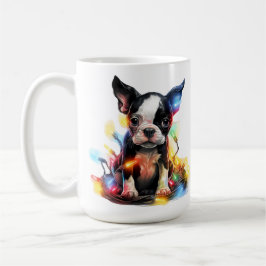ADORABLE CHRISTMAS BOSTON TERRIER PUPPY HUND KAFFEETASSE