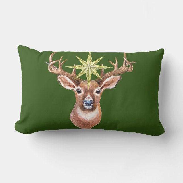 Adorable Christmas Deer Lumbar Kissen (Vorderseite)