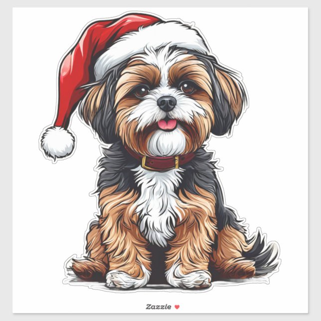 Adorable Christmas Dog Aufkleber (Blatt)