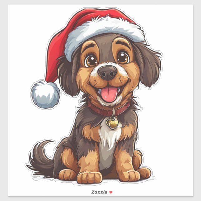 Adorable Christmas Dog Aufkleber (Blatt)