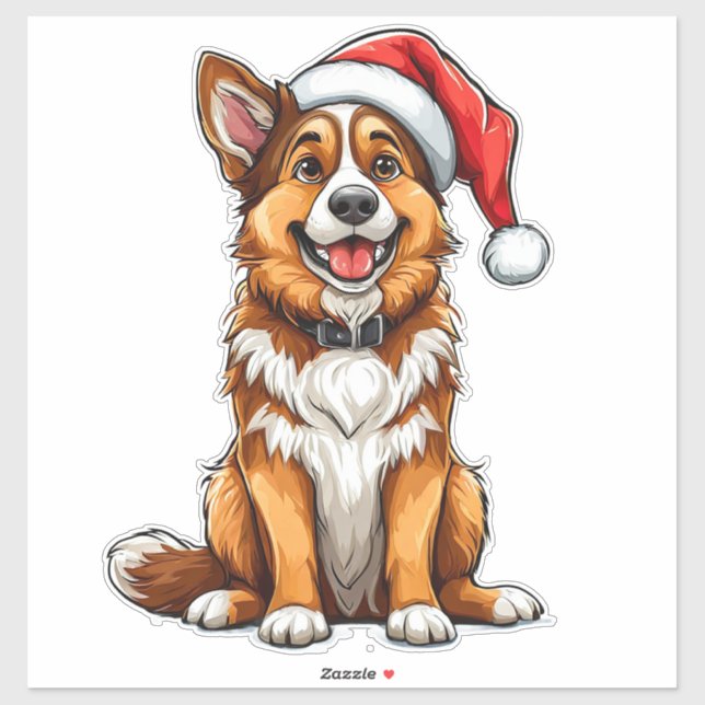 Adorable Christmas Dog Aufkleber (Blatt)