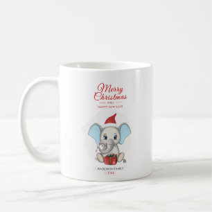 Adorable Christmas Elephant   PERSONALISIERT Kaffeetasse