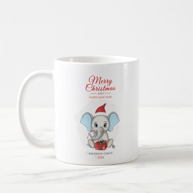 Adorable Christmas Elephant | PERSONALISIERT Kaffeetasse (Links)