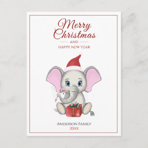 Adorable Christmas Elephant   Personalisierter Pos Postkarte