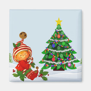 Adorable Christmas Elf Magnet