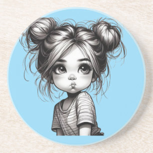Adorable Christmas Girl mit Pout - Niedliches Gesc Getränkeuntersetzer
