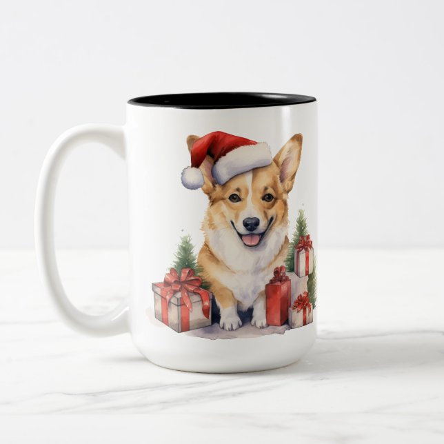 ADORABLE CHRISTMAS HOLIDAY CORGIS PRÄSENTIERT ZWEIFARBIGE TASSE (Links)