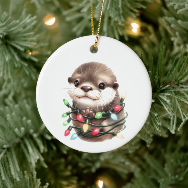 Adorable Christmas Otter Keramik Ornament (Baum)