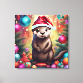 Adorable Christmas Otter Leinwanddruck