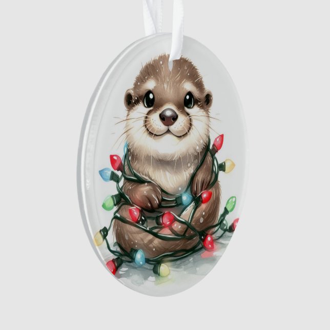 Adorable Christmas Otter Ornament (Vorderseite)
