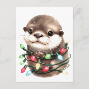 Adorable Christmas Otter Postkarte