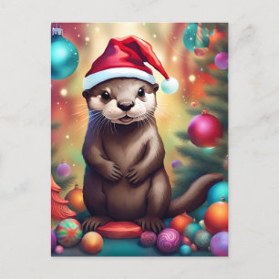 Adorable Christmas Otter Postkarte