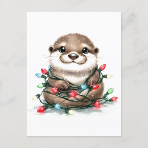 Adorable Christmas Otter Postkarte