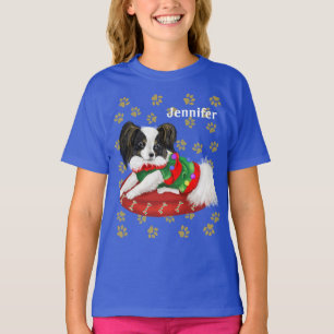 Adorable Christmas Papillon Welpe Individuelle Nam T-Shirt