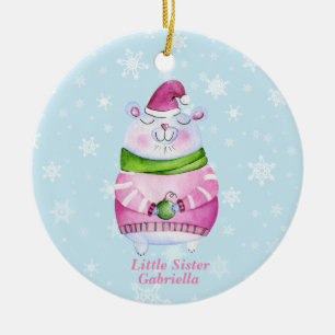 Adorable Christmas Polar Bär Little Sister Keramik Ornament