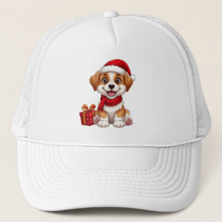 Adorable Christmas puppy With Santa Hat Truckerkappe