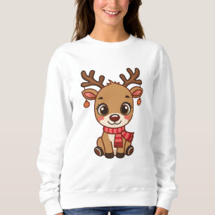 Adorable Christmas Reindeer Illustration Sweatshirt