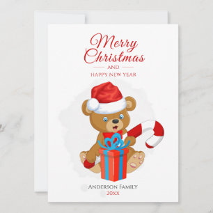 Adorable Christmas Teddy Personalisierte Weihnac Feiertagskarte