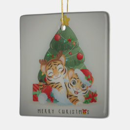 Adorable Christmas Tigers Keramikornament