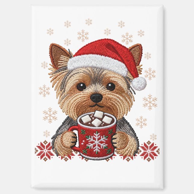 Adorable Christmas Yorkshire Terrier Magnet (Vorderseite)