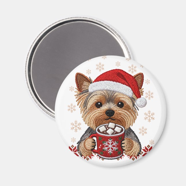Adorable Christmas Yorkshire Terrier Magnet (Vorderseite/Rückseite)