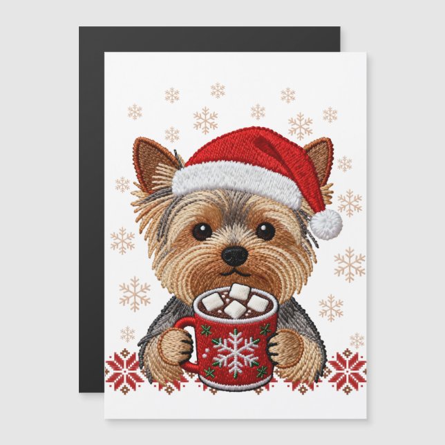 Adorable Christmas Yorkshire Terrier Magnetic Card Magnetkarte (Vorne/Hinten)